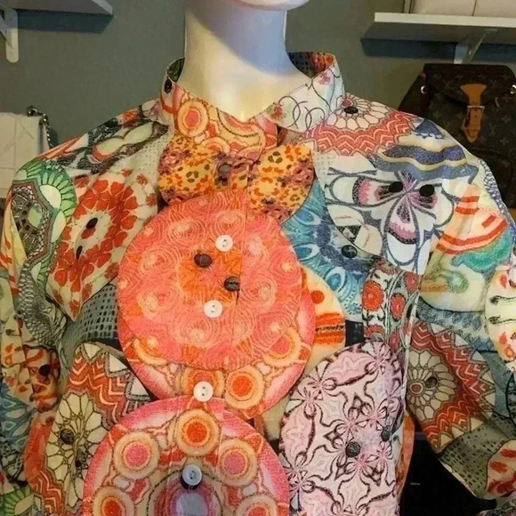 Unbranded Colorful Boho Lightweight Orange  Floral Long Sleeve Gypsy Blouse. - Picture 4 of 10